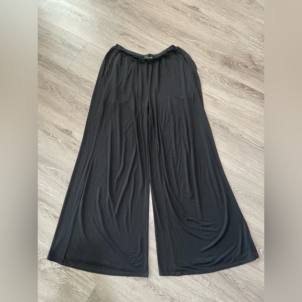 Eileen Fischer viscose jersey wide leg pant - Picture 3 of 9